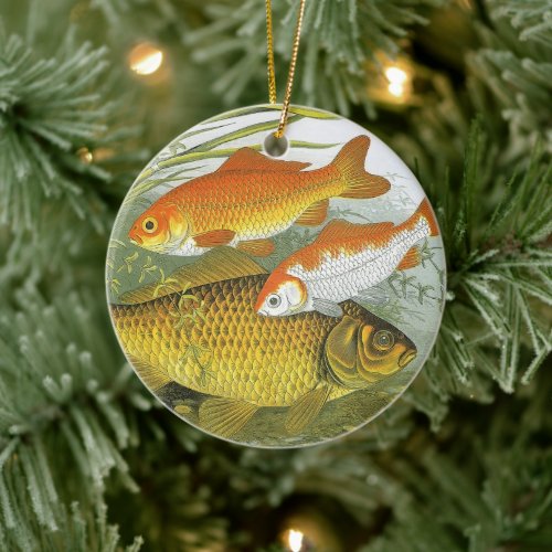 Vintage Goldfish Koi Fish Marine Aquatic Sea Life Ceramic Ornament