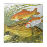 Vintage Goldfish Koi Fish, Marine Aquatic Sea Life Ceramic Tile