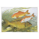 Vintage Goldfish Koi Fish, Marine Aquatic Sea Life Cloth Placemat