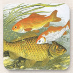 Vintage Goldfish Koi Fish, Marine Aquatic Sea Life Coaster
