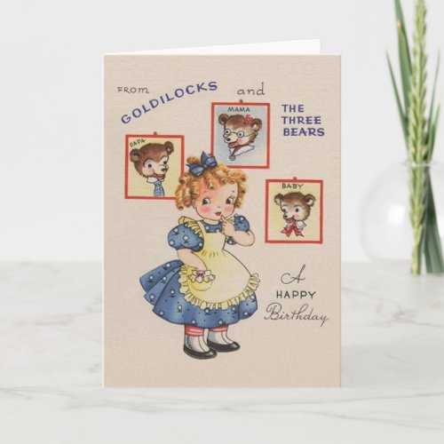 Vintage Goldilocks And Three Bears Birthday Card