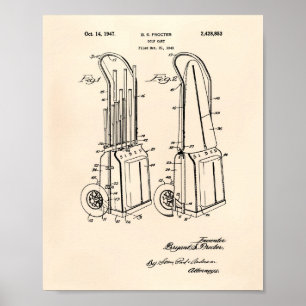 Vintage Golf Cart 1943 Patent Art - Old Peper Poster