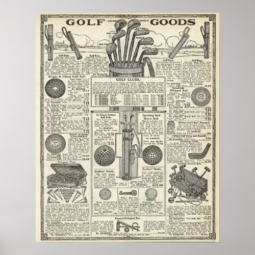 Vintage Golf Catalog Page Poster