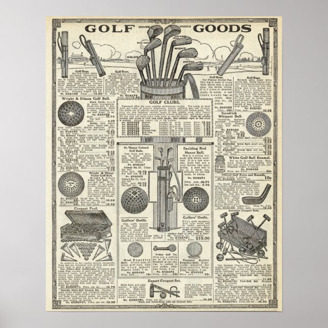 Vintage Golf Catalog Page Poster (Front)
