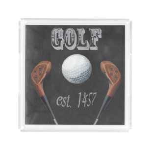 Vintage Golf Chalkboard Design Acrylic Tray