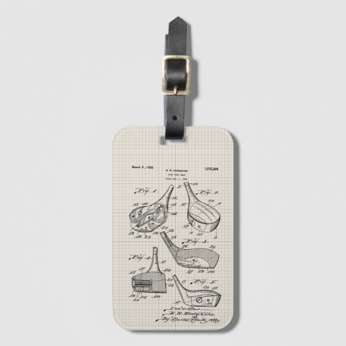 Vintage Golf Club Illustration Luggage Tag