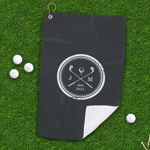 Vintage Golf Club Logo Monogram Golf Towel