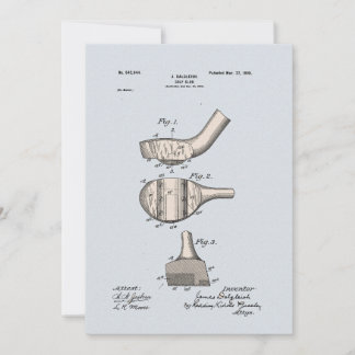 Vintage Golf Club Patent Blank Greeting Card