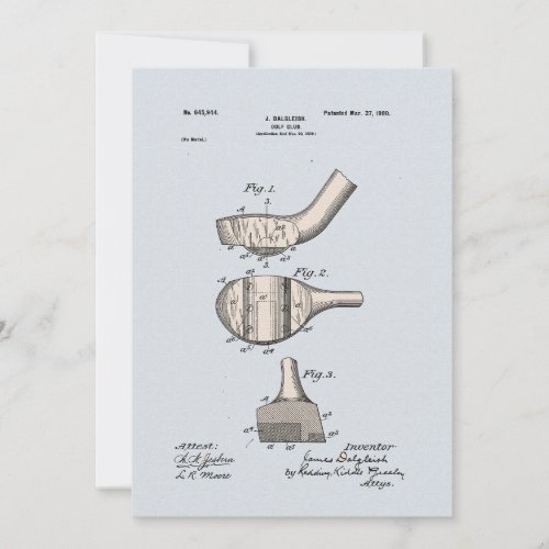 Vintage Golf Club Patent Blank Greeting Card