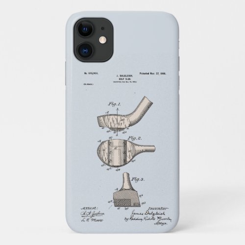 Vintage Golf Club Patent iPhone 11 Case