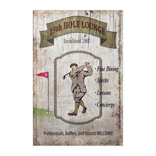 Vintage Golf Club Sign Acrylic Print
