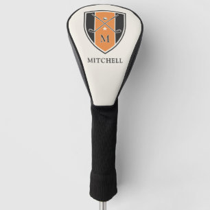 Vintage Golf Crest Crossed Club Custom Name Orange Head Cover
