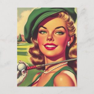 Vintage Golf Girl Postcard