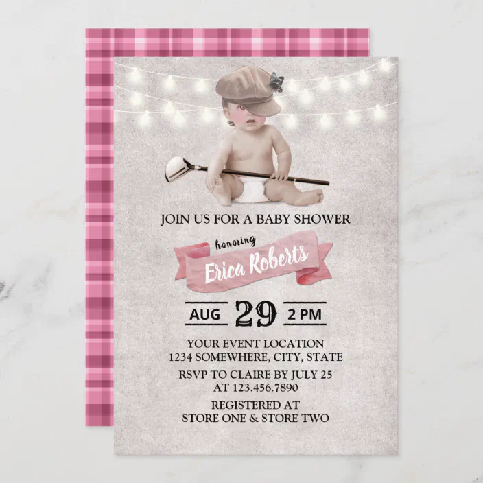 Vintage Golf Girl Sport Theme Baby Shower Invitation Zazzle Com