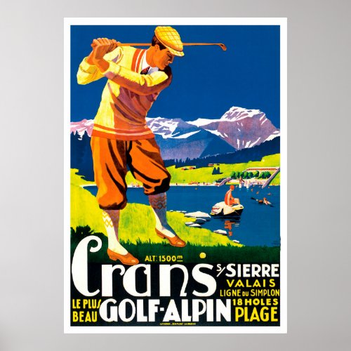 Vintage Golf in Switzerland Poster