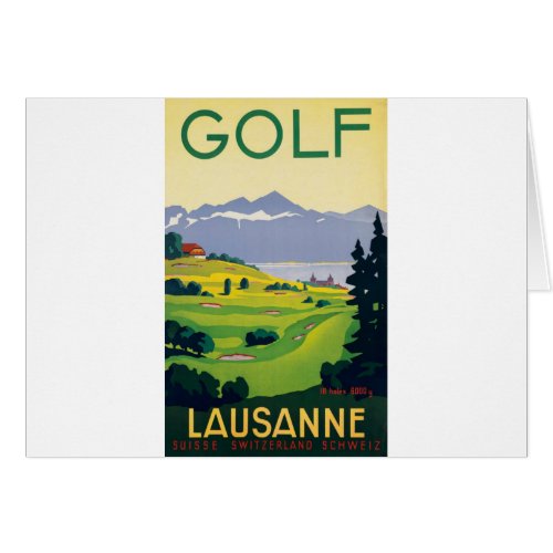 Vintage Golf Lausanne City Lake Switzerland