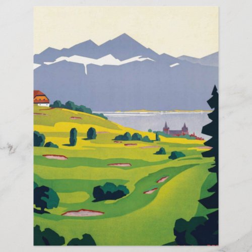 Vintage Golf Lausanne City Lake Switzerland