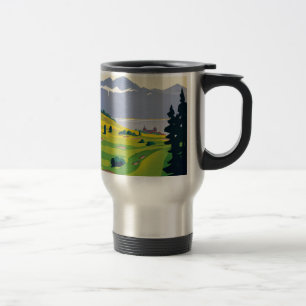 Vintage Golf Lausanne City Lake Switzerland Travel Mug