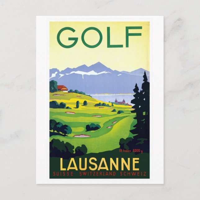 Vintage Golf Lausanne Switzerland Travel Postcard (Front)