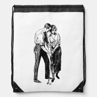Vintage Golf Lessons Drawstring Bag