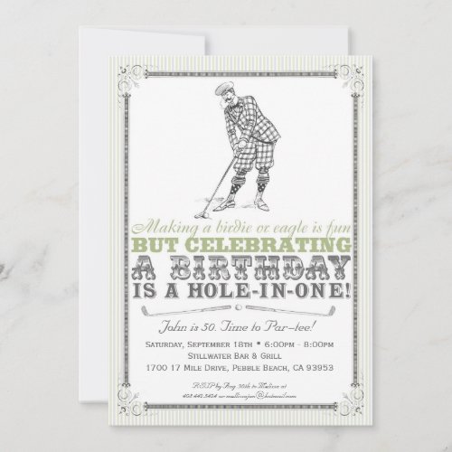 Vintage Golf Party Invitation - Man