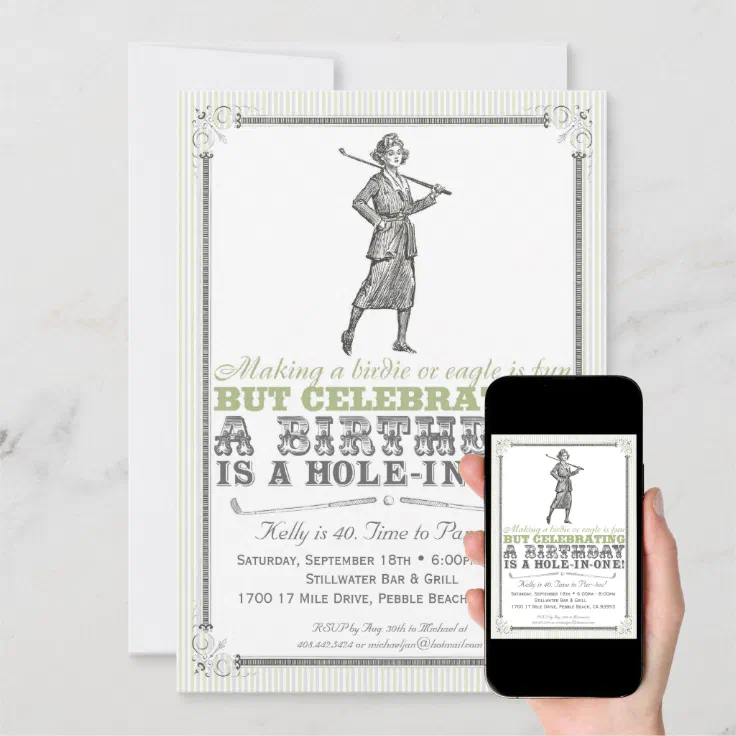 Vintage Golf Party Invitation - Woman | Zazzle