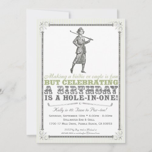 Vintage Golf Party Invitation - Woman