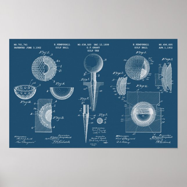 Vintage Golf Patent Poster 1 Cyanograph (Front)