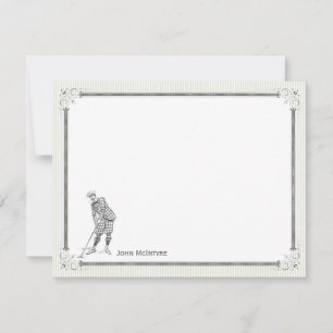 Vintage Golf Personalized Flat Note Cards - Man