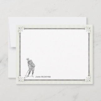 Vintage Golf Personalized Flat Note Cards - Man