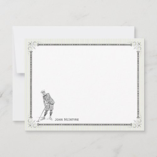 Vintage Golf Personalized Flat Note Cards _ Man