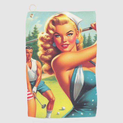 Vintage Golf Pin_up Golf Towel