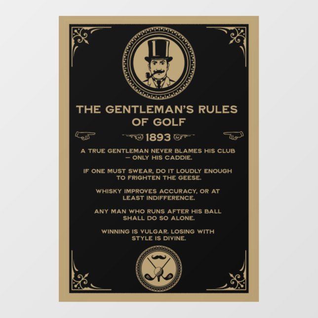 Vintage Golf Rules Wall  Wall Decal (Front)