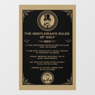 Vintage Golf Rules Wall Wall Decal