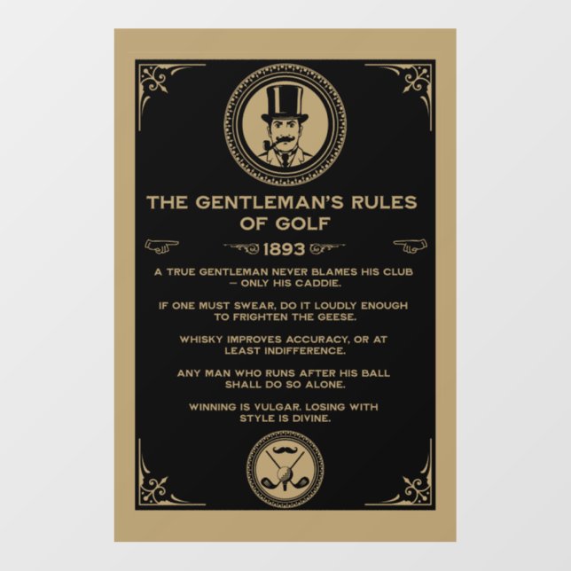 Vintage Golf Rules Wall  Wall Decal (Front)