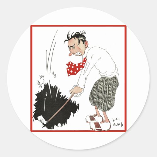 Vintage Golf Sports Humor Funny Silly Golfer Classic Round Sticker