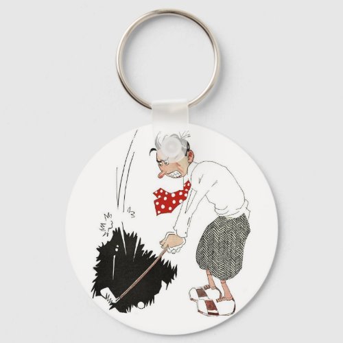 Vintage Golf Sports Humor Funny Silly Golfer Keychain