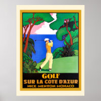 Vintage Golf Sur La Cote d Azure Poster