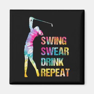 Vintage Golf Swing Swear Drink Repeat Love Golfing Magnet
