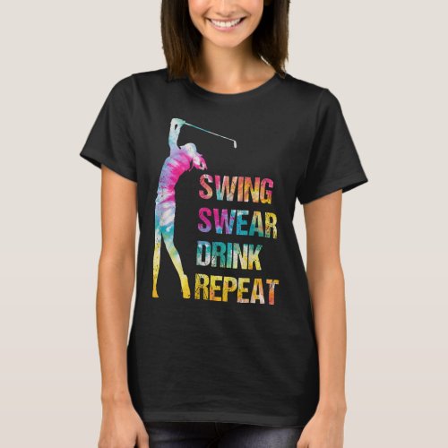 Vintage Golf Swing Swear Drink Repeat Love Golfing T_Shirt
