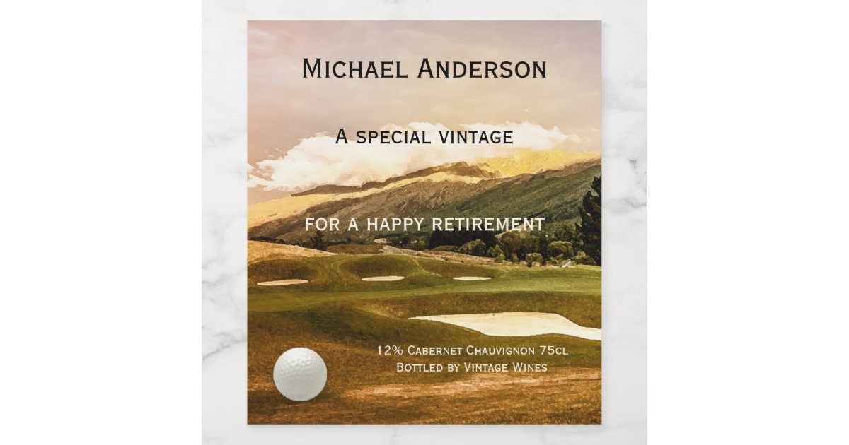 vintage golf theme retirement wine label zazzle com baby shower address label template