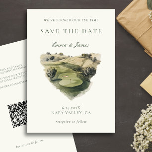 Vintage Golf Themed Watercolor Elegant QR code Invitation