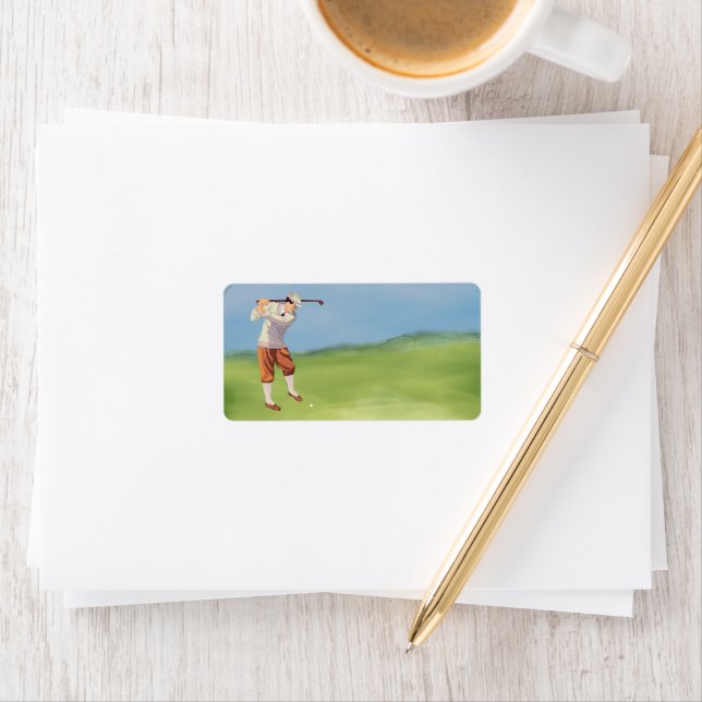 Vintage Golfer by the Riverbank Label (Insitu)