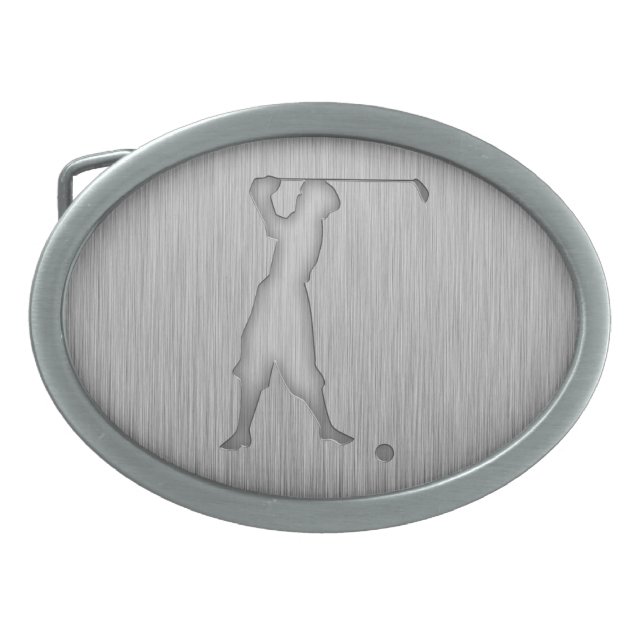 Vintage Golfer; Metal-look Belt Buckle (Front)