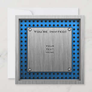 Vintage Golfer; Metal-look Invitation