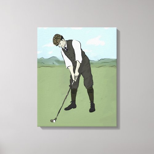 Vintage Golfer V1 Art Canvas Print