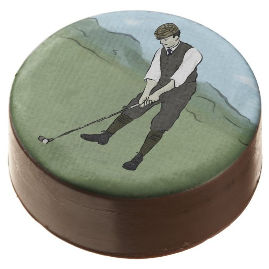 Vintage Golfer V1 Art Chocolate Covered Oreo (Angled)
