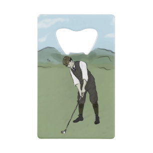 Vintage Golfer V1 Art Credit Card Bottle Opener