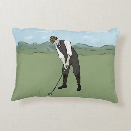Vintage Golfer V1 Art Decorative Pillow