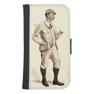 Vintage Golfer with Tobacco Pipe and Boots Phone Wallet